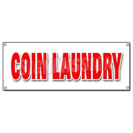 Signmission COIN LAUNDRY BANNER SIGN wash fold washing machines clothes dry cleaning B-Coin Laundry